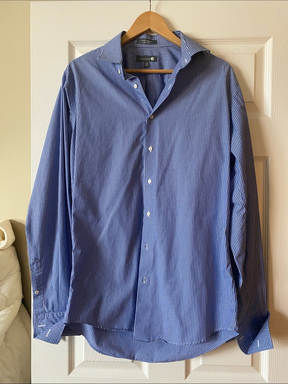 Nordstrom Blue and White Pinstripe Dress Shirt French cuffs